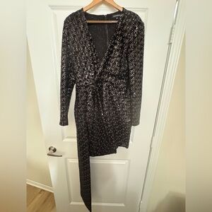 NADINE MERABI Black sequin  Dress with sash